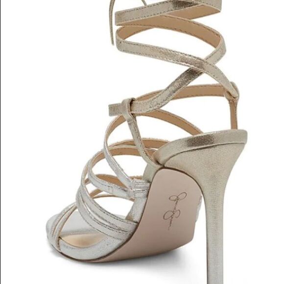 Jessica Simpson Sandal Women Size 8 Silver Metallic Ombre Ankle Wrap Sandal NIB - Picture 3 of 6